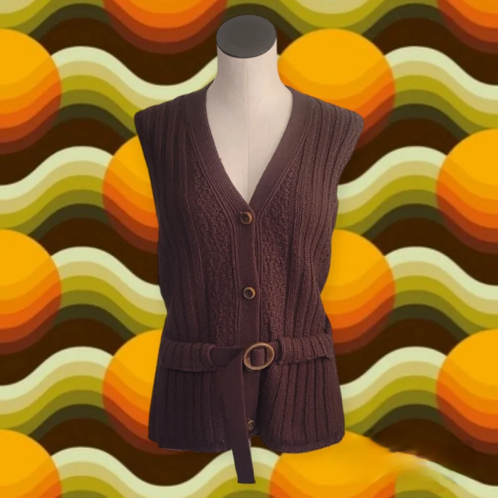 Vintage 70s Sleeves Button-down Sweater